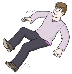 Zeichnung eines Manns, der fällt