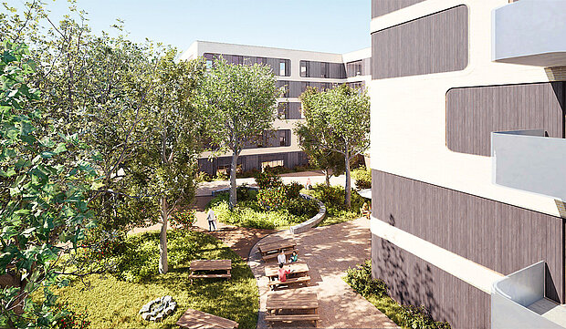 Architekturansichte Innenhof Eingang