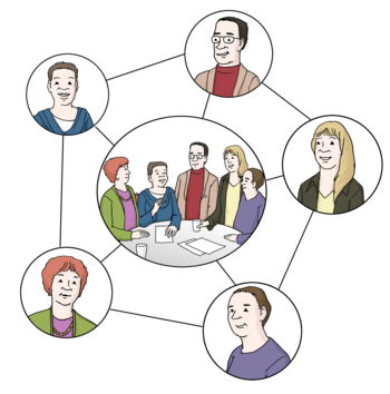 Netzwerkgrafik mit verschiedenen Personen