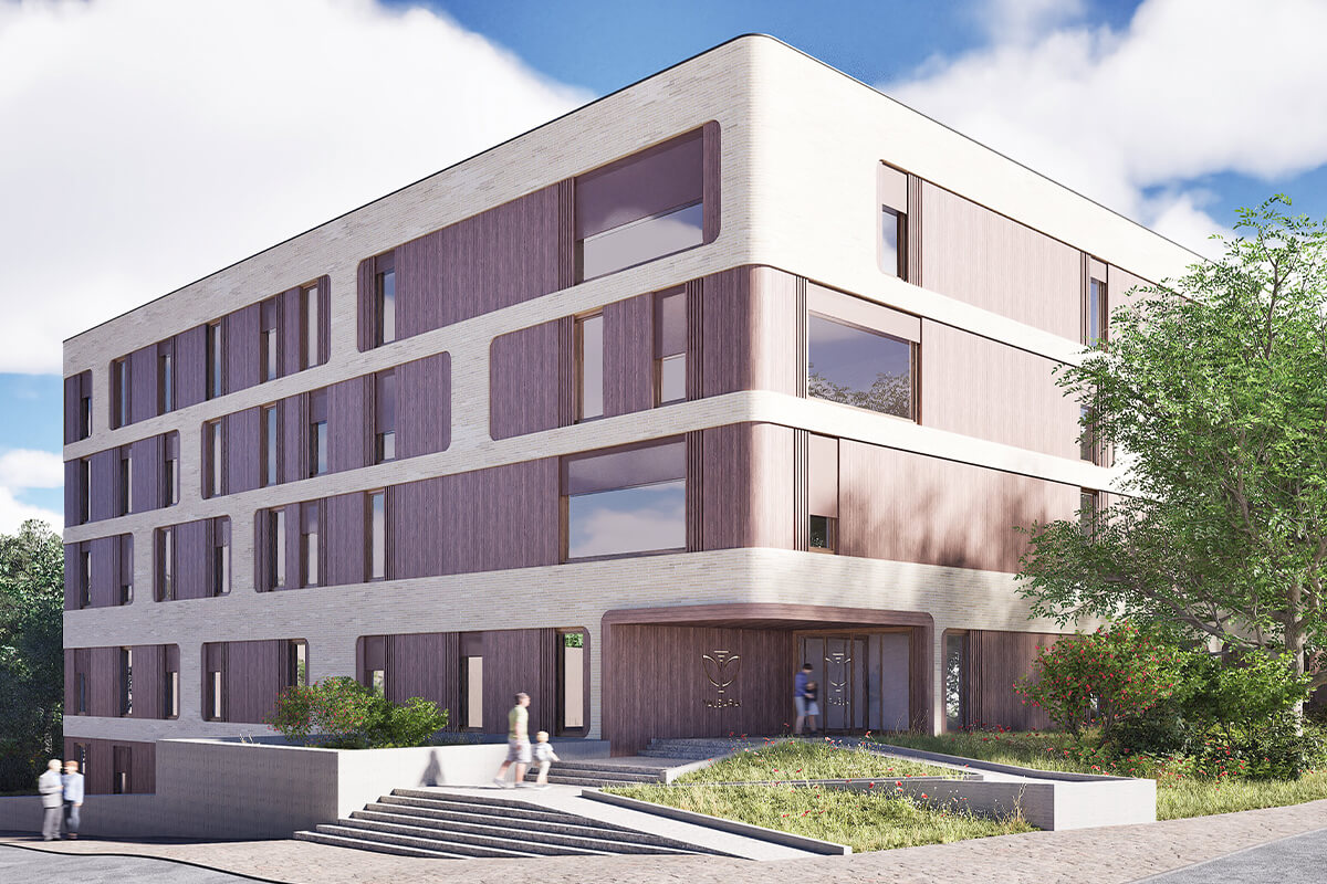 Frontansicht des Neubaus der KJP Bochum